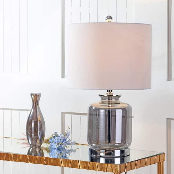 JONATHAN Y Marsh 22 in. Smoked Gray Glass Table Lamp