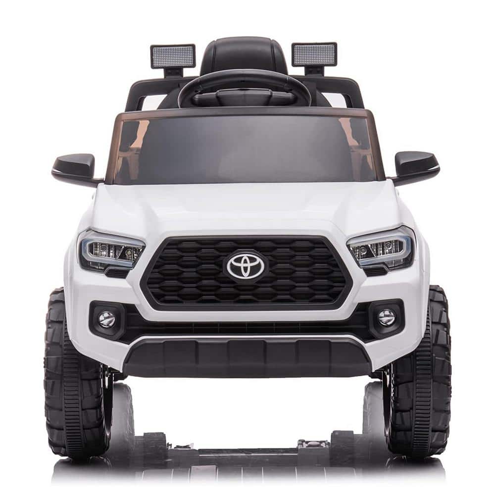 10.2 in. 12V Powered Kids Electric Ride on Car with Remote Control, Music and LED Headlights, White