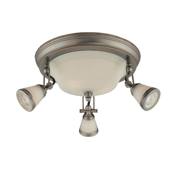 Hampton Bay 14 in. 5-Light Antique Pewter Semi-Flush Mount with Frosted Glass Shades