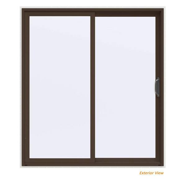 JELD-WEN 72 in. x 80 in. V-4500 Contemporary Brown Painted Vinyl Right-Hand Full Lite Sliding Patio Door w/White Interior