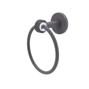 Clearview Collection Wall Mounted Towel Ring with Groovy Accents in Matte Gray