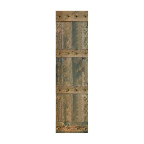 ISLIFE Mid-Century Style 24 in. x 84 in. Aged Barrel Finished Solid Wood Sliding Barn Door Slab - Hardware Track NOT Included