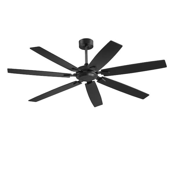 62 Inch Black Modern Ceiling Fan with Remote, Large Farmhouse Indoor & Outdoor with 7 Dual Finish Blades, Quiet DC Motor