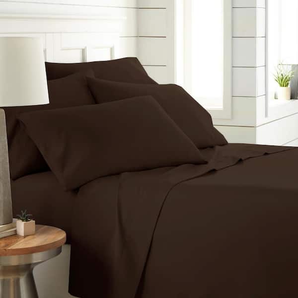 Southshore Fine Linens Vilano Series 21 in. Extra-Deep Pocket 6-Piece Brown Queen Microfiber Sheet Set