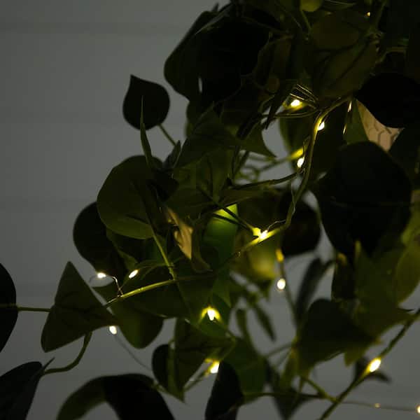 Nearly Natural 24 in. UV Resistant Artificial Philodendron Vine with 50  Warm White LED Lights in White Hanging Basket (Indoor/Outdoor) P2141 - The  Home Depot