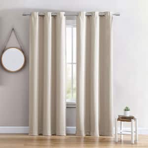 40 in W X 84 in L Grommet Top Single Panel Energy Saving Blackout Curtain in Taupe