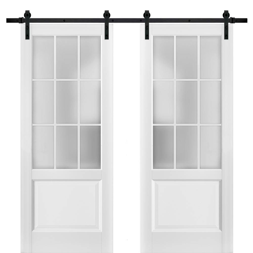 Assemble Required 3309 84 in. x 80 in. Frosted Glass Matte White Finished Solid Wood Sliding Barn Door with Hardware Kit price history on PriceWatchPro