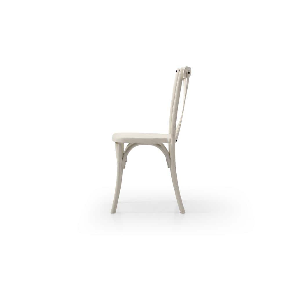 White Resin Cross Back Armless Side Chair Set