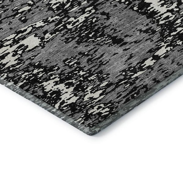 Mayfield Premium Machine Washable Abstract AMF946 Black 2 ft. x 3 ft. Area Rug