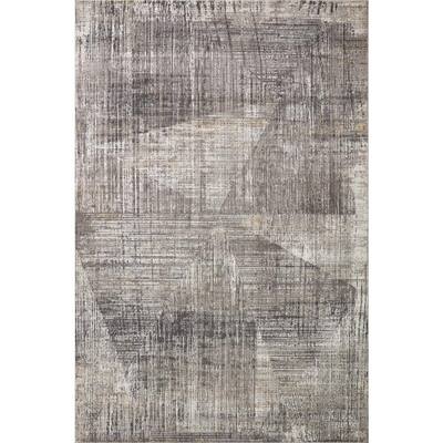 LOLOI II Maeve Granite/Gold 9 Ft. 3 In. x 13 Ft. Geometric Modern Rug, Granite / Gold