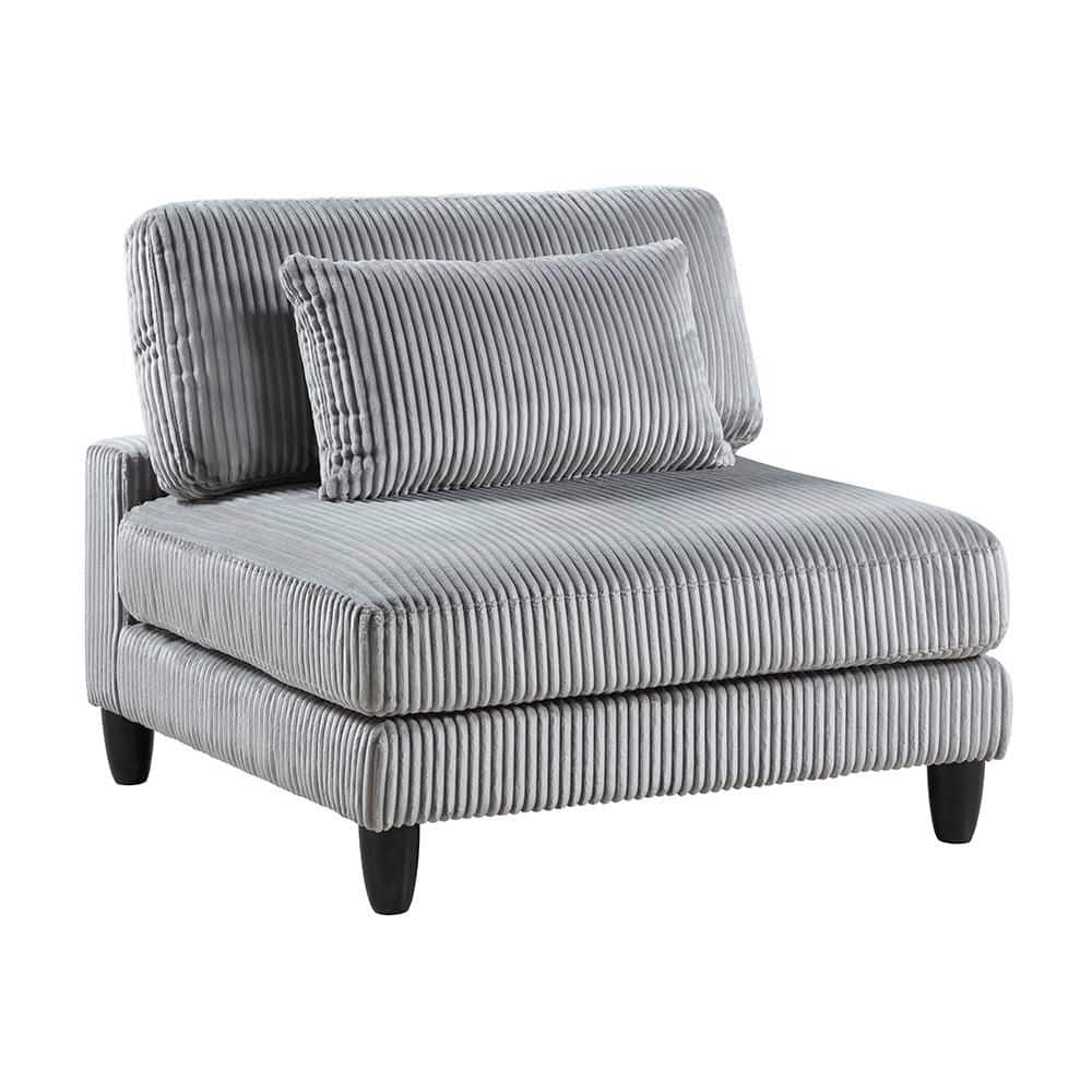 Laurelton Gray Corduroy Fabric Armless Chair