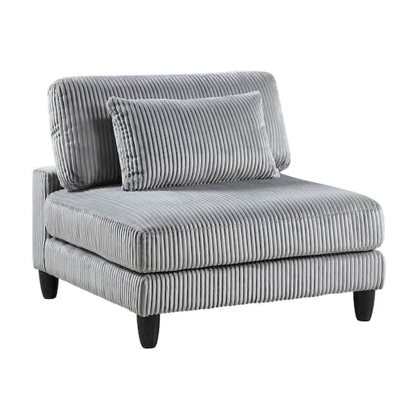 Laurelton Gray Corduroy Fabric Armless Chair