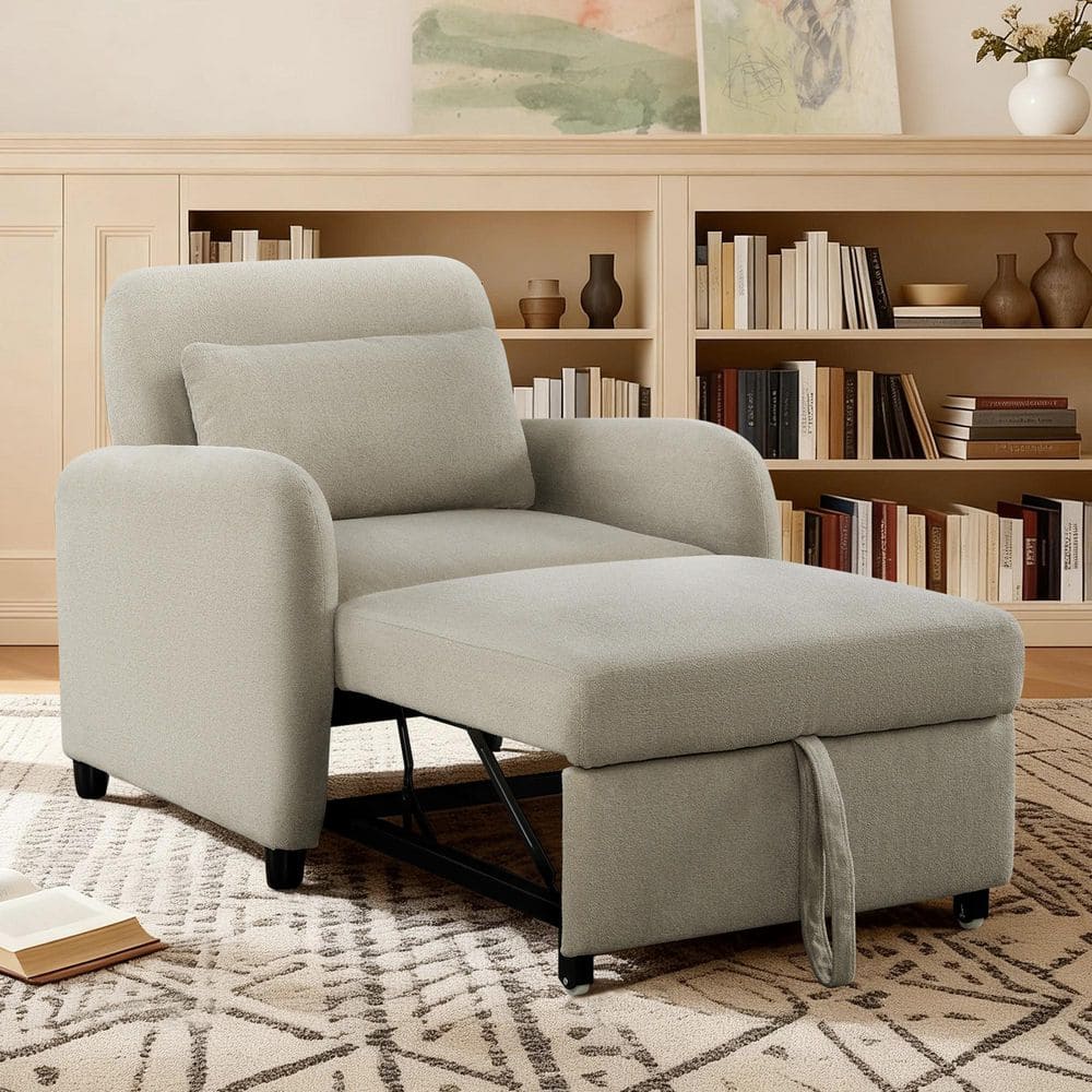 Spruce & Spring Fynn Modern Gray Fabric Armchair with 4-Adjustable ...