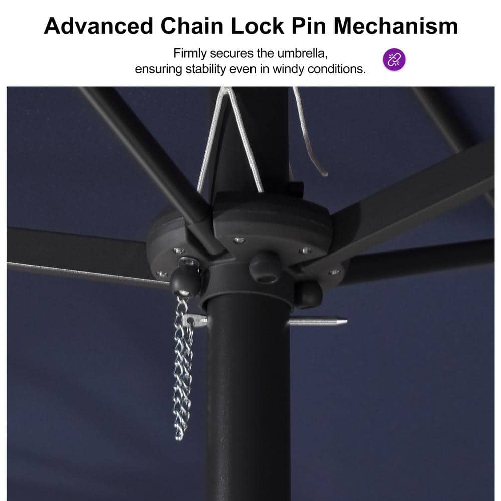 Navy Blue 15ft Aluminum Market Patio Umbrella with Stand