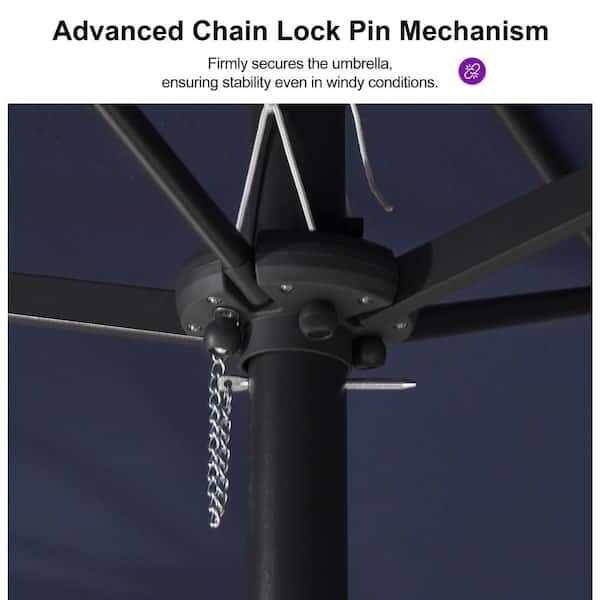 15 ft. Market Patio Umbrella with Double-Sided Outdoor Table Sun Umbrellas in Navy Blue with Base