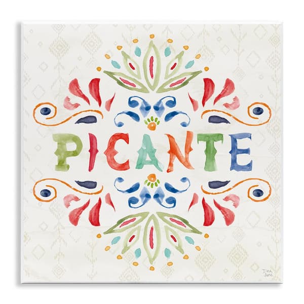 Stupell Industries Picante with Pattern by Dina June Unframed Wall Plaque Typography Graphic Art Print 12 in. x 12 in.