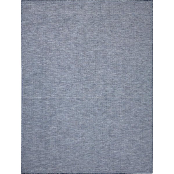 Navy Blue 7 X 10 ft. Woven Abstract Polyester Runner Indoor/Outdoor Area Rug