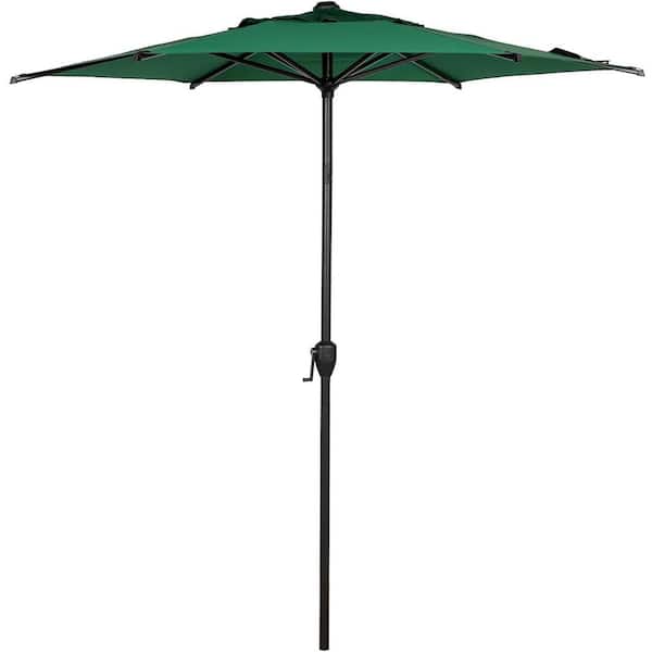 Unbranded 7.5 ft. Steel Market Patio Umbrella in Dark Green with Push Button Tilt