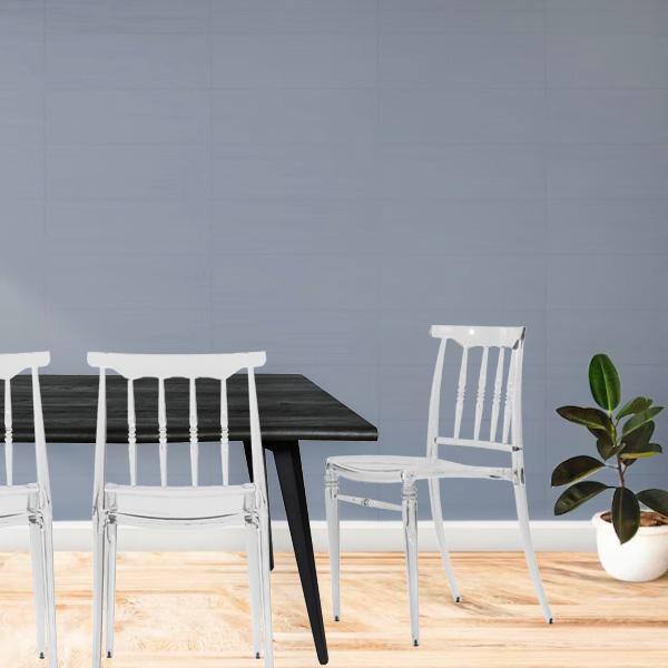 Elegant Spindle Transparent Lucite Dining Chair, Set of 4