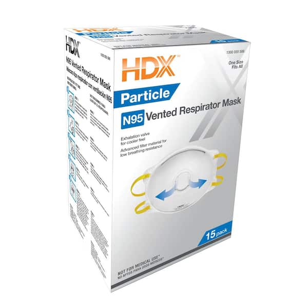 HDX N95 Disposable Respirator Valve Box (15-Pack)