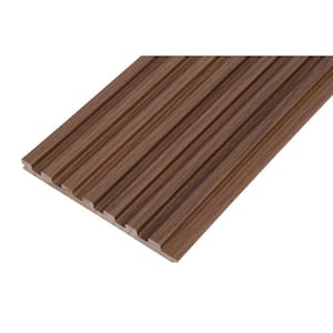 106 in. x 6 in x 0.5 in. Solid Wood Wall 7 Grid Cladding Siding Board in Light Chestnut Color (Set of 4-Piece)