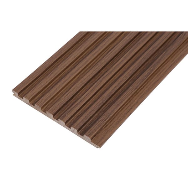 Ejoy 106 in. x 6 in x 0.5 in. Solid Wood Wall 7 Grid Cladding Siding Board in Light Chestnut Color (Set of 4-Piece)