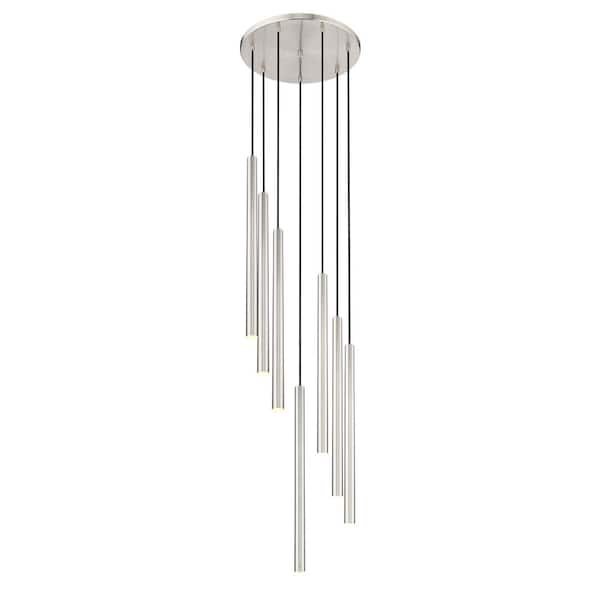 Unbranded Forest 18 inch Brushed Nickel 7 Light Integrated LED Chandelier
