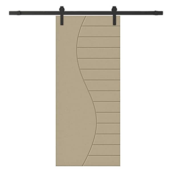 CALHOME 30 in. x 96 in. Unfinished Composite MDF Paneled Interior Sliding Barn Door with Hardware Kit