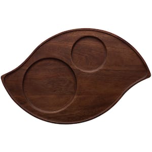 Kona Wood 16.75 in x 10.75 in (Brown) Acacia Wood Serving Tray, Wave Shape