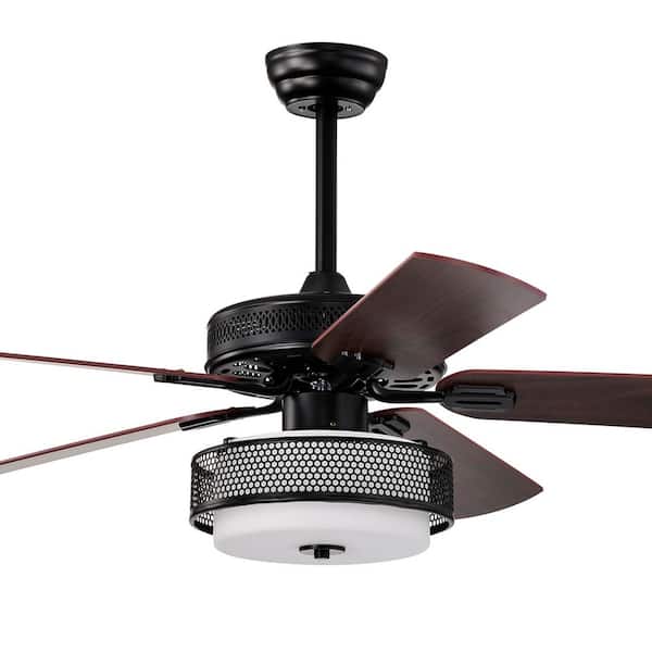 Alistair 52 in. 4-Light Indoor Matte Black Finish Ceiling Fan with Light Kit