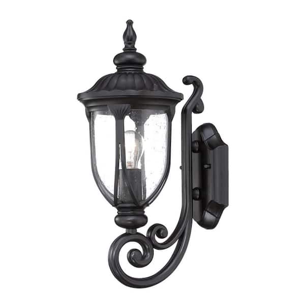 HomeRoots 16.5 in. Black Outdoor Hardwired Sconce with No Bulbs Included