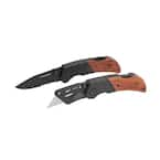 Husky Wood Handle Folding Lock-Back Utility Knife 99736 - The Home Depot