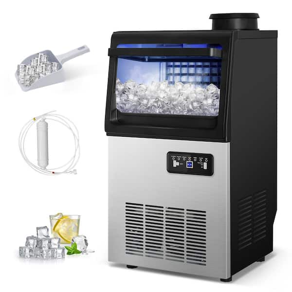 13.5 in. 100 lbs./24H Ice Maker Freestanding 3000 Plus Full Size Ice Cubes per day with Interior Blue LEDs in Black