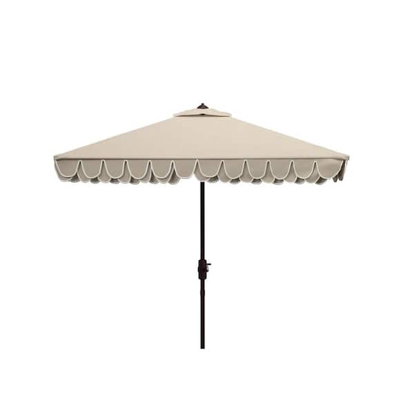 Elegant Valance 7.5 ft. Aluminum Market Tilt Patio Umbrella in Beige/White