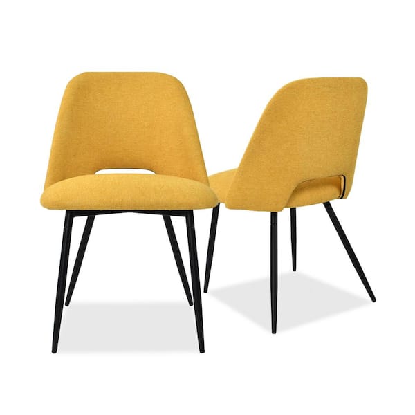 LAOTIES Edwin Yellow Upholstered Side Chair(Set of 2)