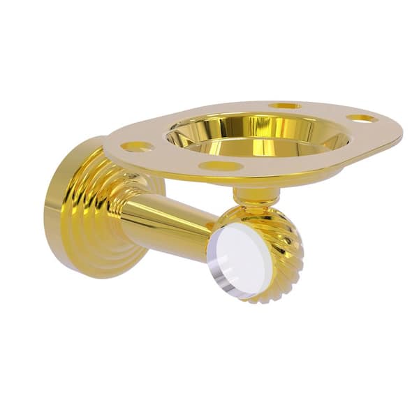 Allied Brass Pacific Beach Tumbler and Toothbrush Holder with Twisted Accents in Polished Brass