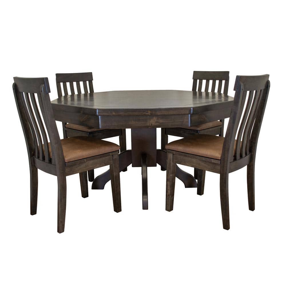 Mocha Knotty Alder Rectangular Poker Table with Stainless Steel Cup Holders