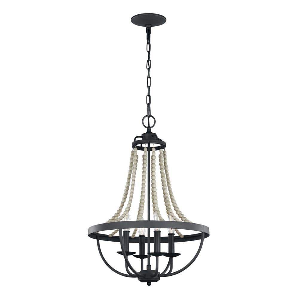 Nori 4-Light Dark Weathered Zinc and Driftwood Grey Rustic Farmhouse Hanging Beaded Candlestick Chandelier price history on PriceWatchPro