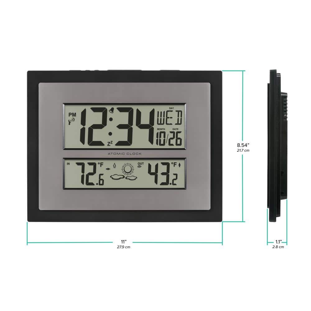 Black Atomic Digital Wall Clock with Large Display