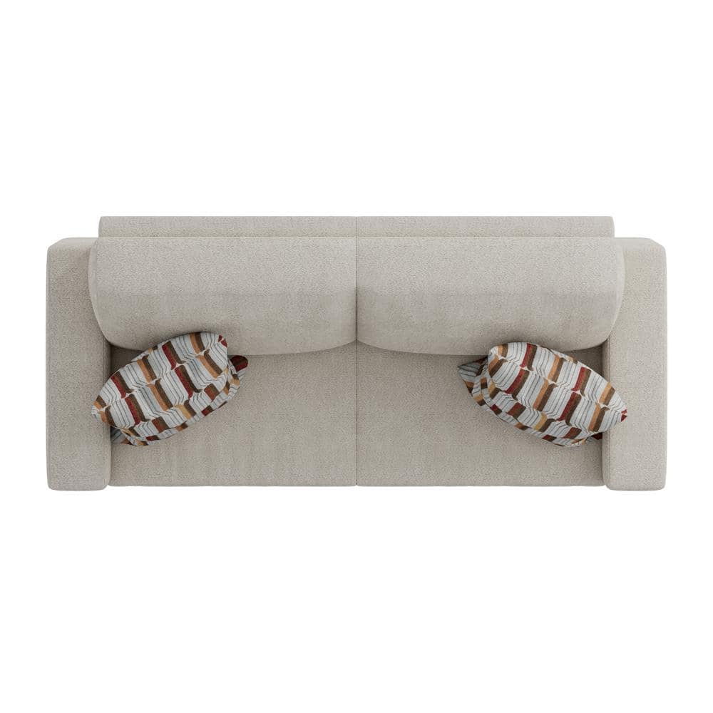 Oatmeal Beige Boucle Fabric Lawson Sofa with Solid Wood Legs