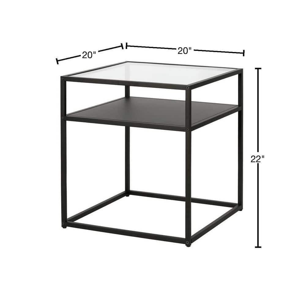 Bronzed Blackened Metal & Glass 20" Square End Table