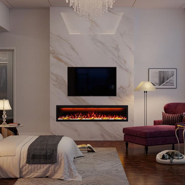 74 in. Wall Mounted/Embedded Electric Fireplace Insert with WIFI and Remote Control