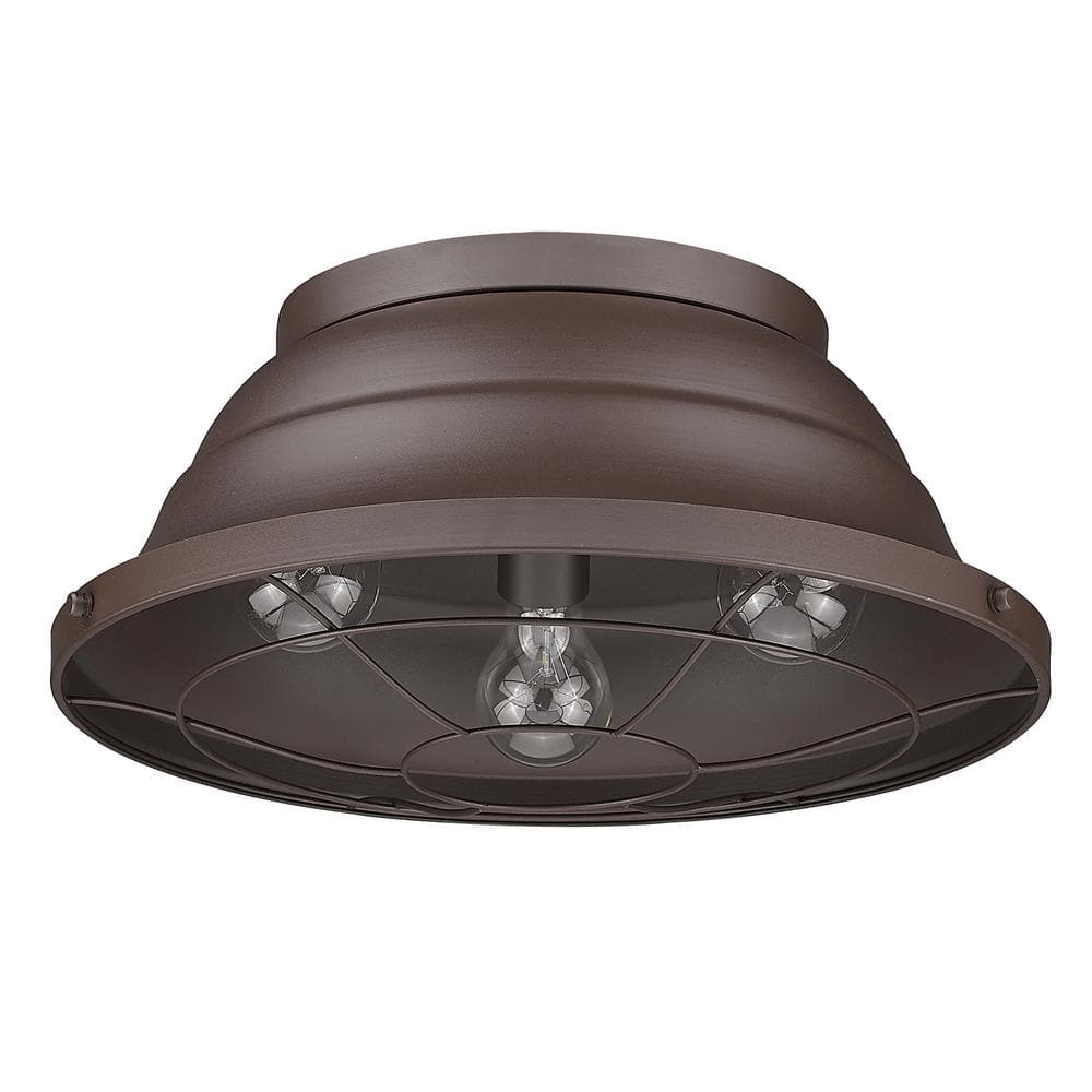 Bartlett Vintage-Casual Textured Bronze 3-Light Outdoor Flush Mount