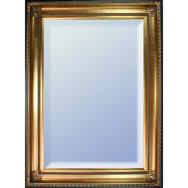 La Pastiche 26 in. W x 36 in. H Rectangle Wood Versailles King Framed Gold Decorative Mirror