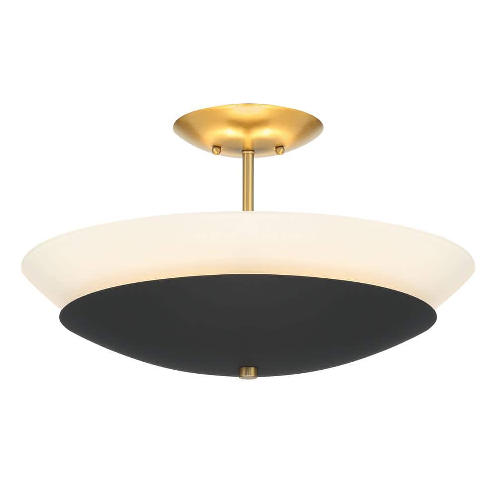Sand Coal and Soft Brass 19" Glass Bowl Ceiling Fixture