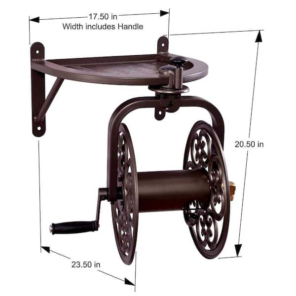 Multipurpose Steel Garden Wall/Floor Hose Reel, Brown