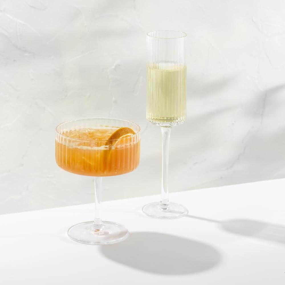 Elle 10oz Clear Fluted Coupe Martini Glasses Set