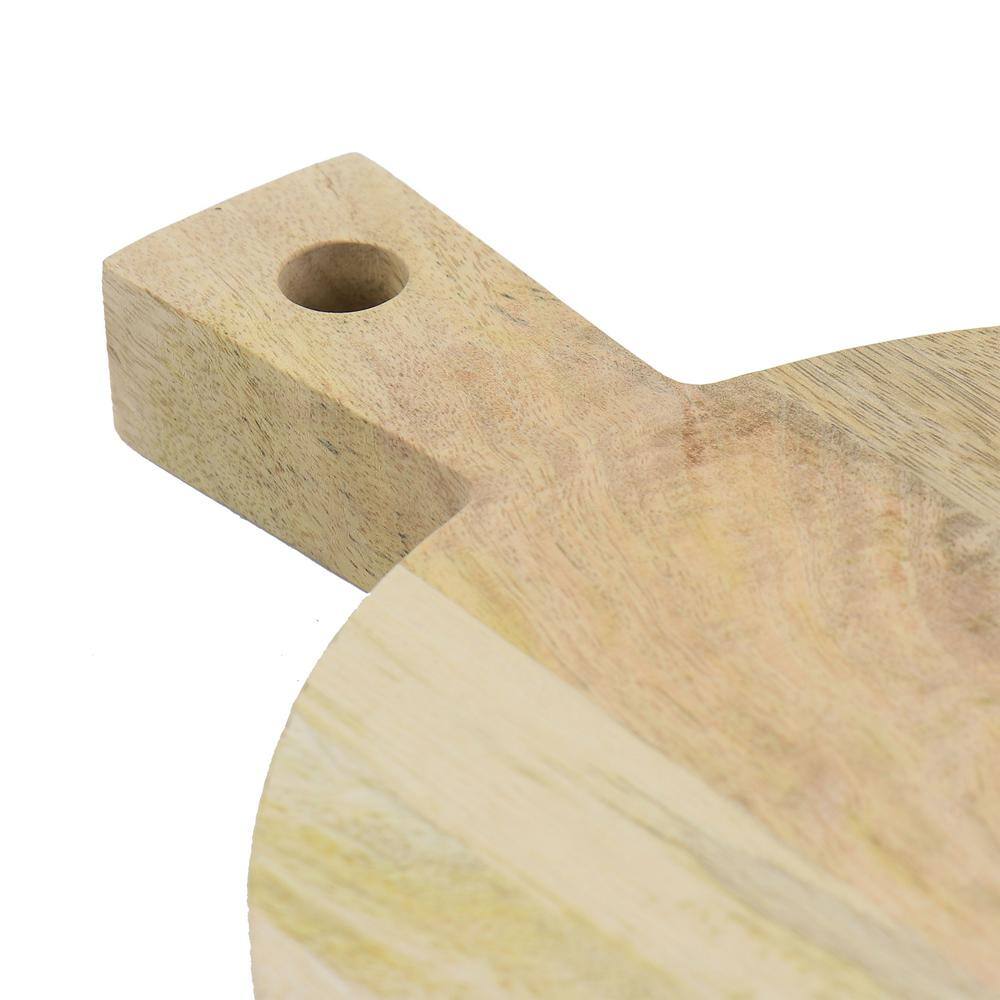 Round Multi-Tone Mango Wood Cutting Board with Handle