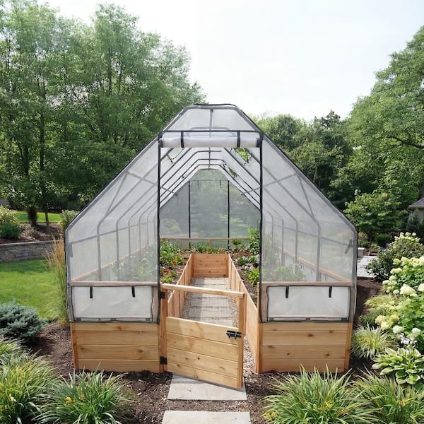 8 ft. x 16 ft. Cedar Garden in a Box with Greenhouse Cover
