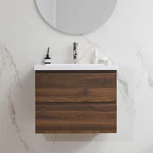 24 in. W x 18 in. D x 20 in. H Single Sink Floating Bath Vanity in Black Walnut with White Resin Top Assembled